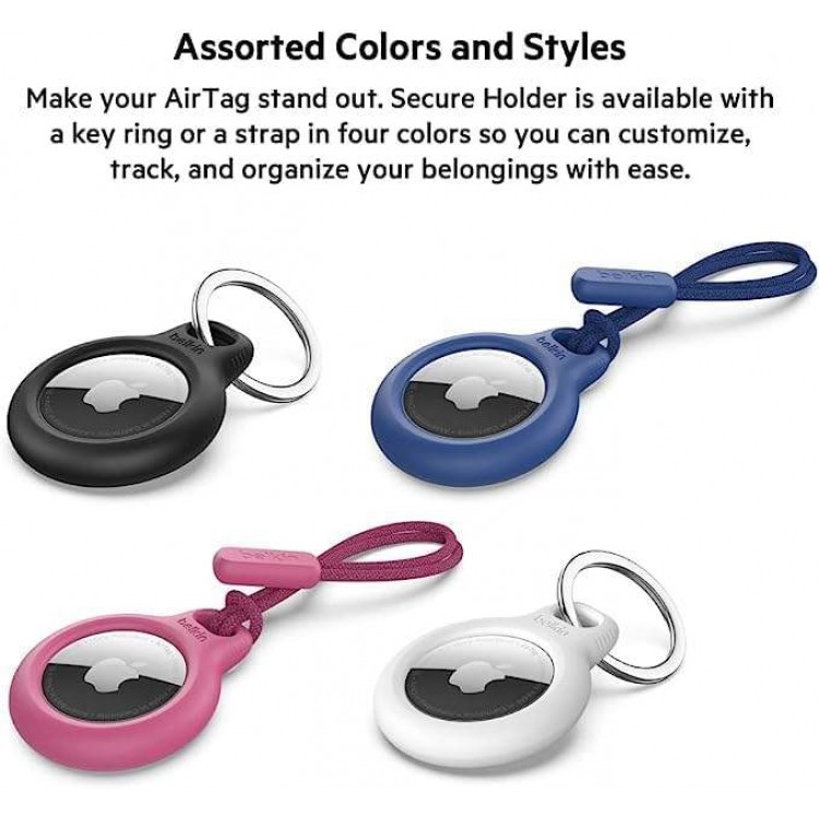 Belkin MSC002btH35 Secure Holder with Key Ring for AirTag 2-Pack - Black&White