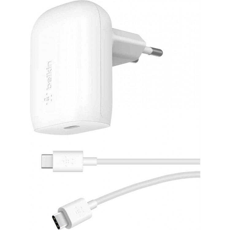 Belkin WCA005vf1MWH-B6 BOOST↑CHARGE™ USB-C® PD 3.0 PPS Οικιακός φορτιστής 30W + USB-C® καλώδιο - Λευκό