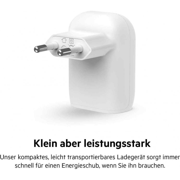 Belkin WCA005vf1MWH-B6 BOOST↑CHARGE™ USB-C® PD 3.0 PPS Οικιακός φορτιστής 30W + USB-C® καλώδιο - Λευκό