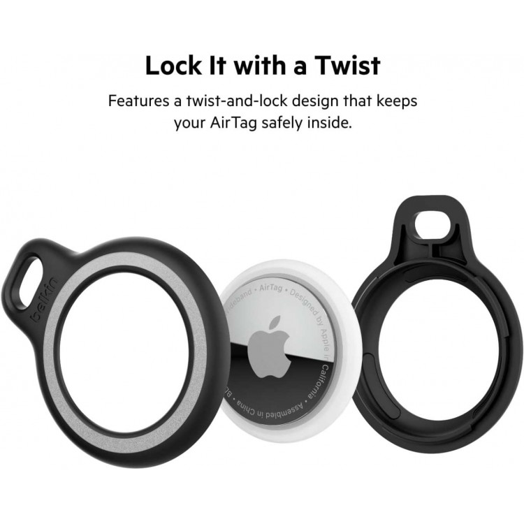 Belkin MSC002btH35 Secure Holder with Key Ring for AirTag 2-Pack - Black&White