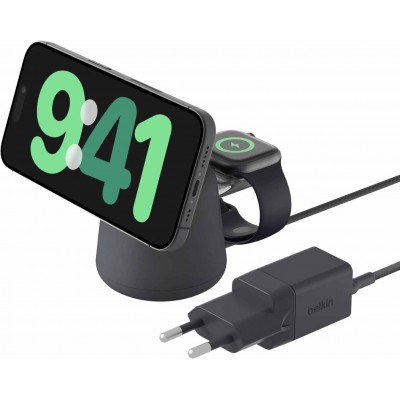 Belkin BoostCharge Pro Boostcharge Pro Ασύρματος 15W MagSafe Φoρτιστής 2-σε-1 - ΓΚΡΙ - WIZ020vfH36 