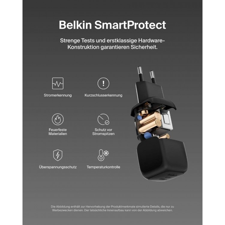 BELKIN 45W BoostCharge Compact USB-C PD Οικιακός φορτιστής με PPS & 1μ. USB-C  3.0Amp PVC καλώδιο - ΜΑΥΡΟ - WCA013kq1MBK-B6