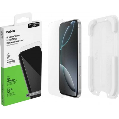 BELKIN ScreenForce InvisiGlass Anti-Microbial 9Η Screen Protection with Positioning Tray, Bubble-Free Application for APPLE iPhone 17 Pro MAX 6.9 5G 2025 - CLEAR - OVA239HQ BELKIN ScreenForce InvisiGlass Anti-Microbial 9Η Screen Protection with Positioning Tray, Bubble-Free Application for APPLE iPhone 17 Pro MAX 6.9 5G 2025 - CLEAR - OVA239HQ