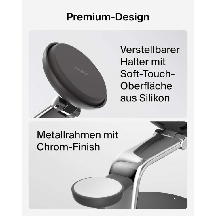 BELKIN UltraCharge Pro 25W Qi2 3-σε-1, MagSafe Σταθμός Ασ΄υρματης φόρτισης - ΜΑΥΡΟ - WIZ040kqCH