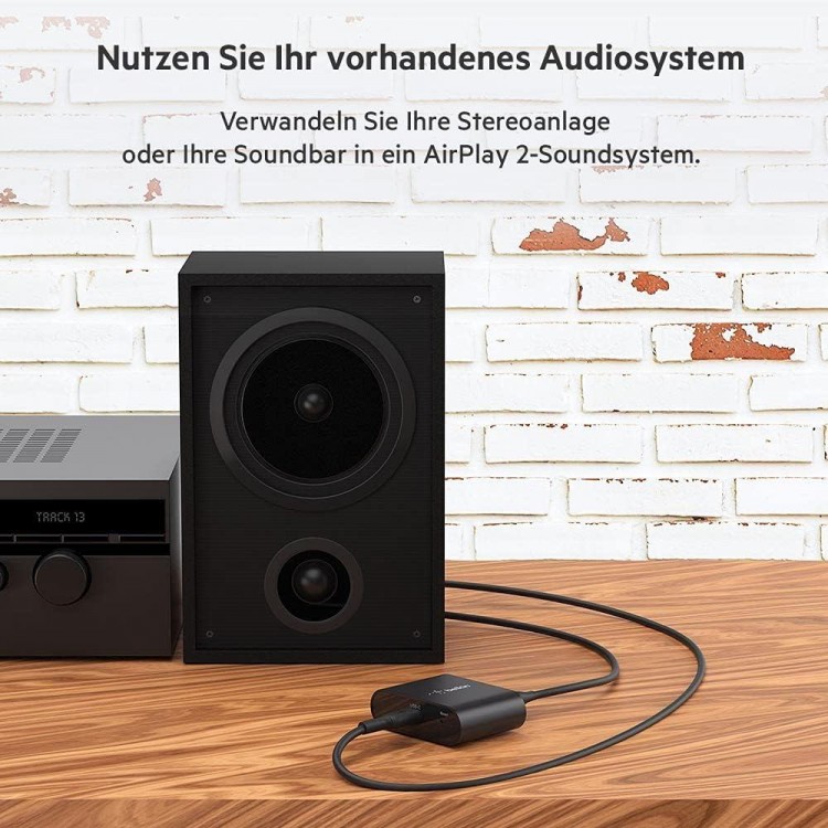 Belkin SOUNDFORM CONNECT AIRPLAY2 Audio ADAPTER for Wireless Streaming with Optical and 3.5mm Speaker Inputs - AUZ002vfBK