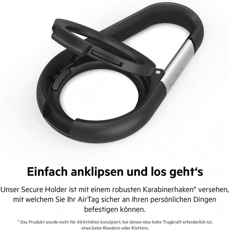 Belkin MSC008btBK Secure Holder with Carabiner for AirTagΜαύρο