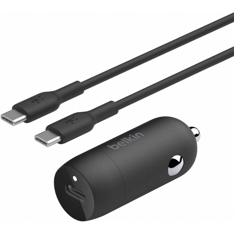 Belkim 30W USB-C Car Charger + USB-C to USB-C cable - CCA004bt1MBK-B6