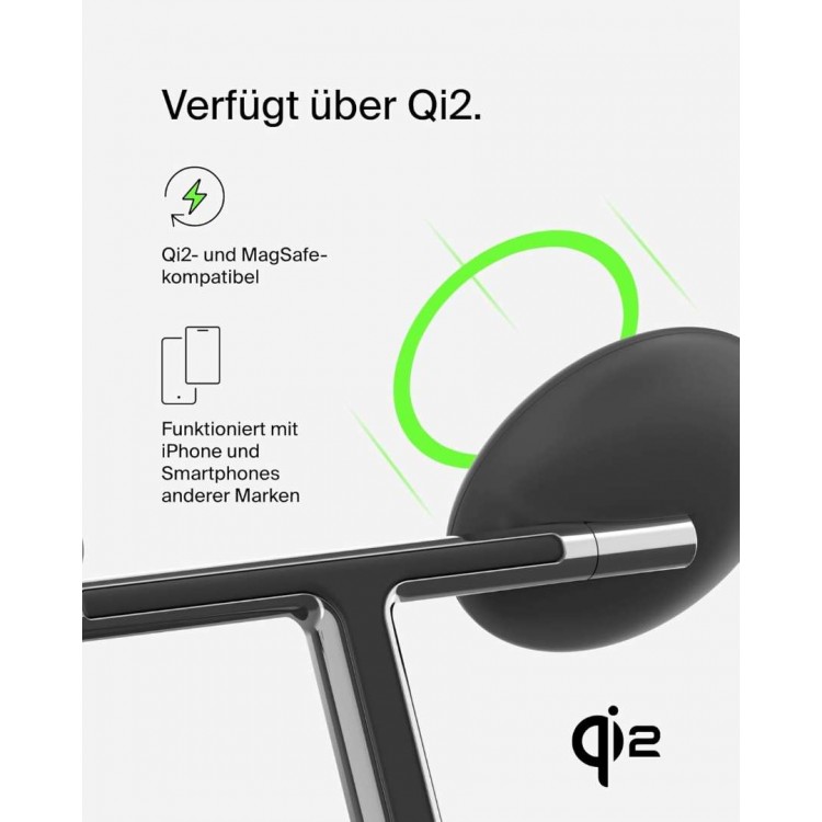 BELKIN BOOST^CHARGE™ Pro 3-σε-1 Μαγνητική βάση MAGSAFE 15W με Qi2 - ΜΑΥΡΟ - WIZ023vfBK 