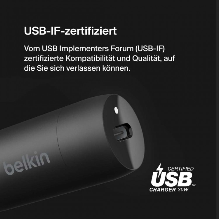 Belkim 30W USB-C Car Charger + USB-C to USB-C cable - CCA004bt1MBK-B6