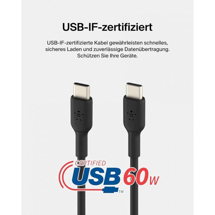 Belkin CAB003bt2MBK USB-C to USB-C Cable (2m)Μαύρο
