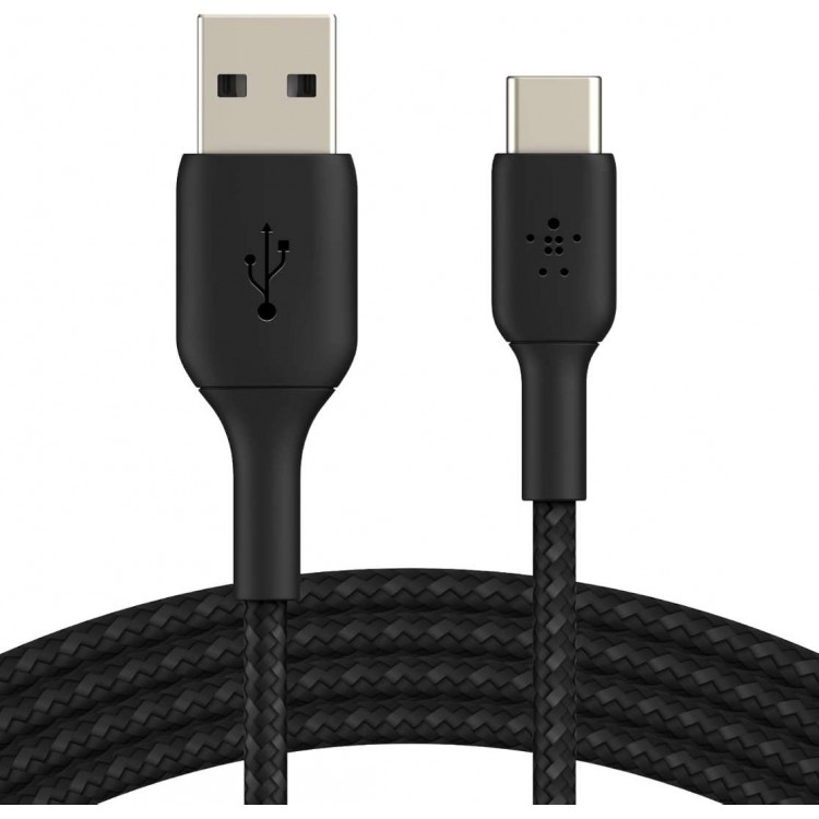 Belkin CAB002bt3MBK Braided USB-C to USB-A Cable (3m)Μαύρο