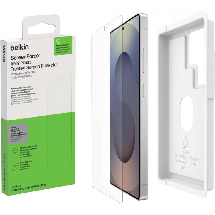 Belkin ScreenForce InvisiGlass Γυαλί προστασίας οθόνης TREATED για Samsung Galaxy S25 Ultra 5G 2025 - ΔΙΑΦΑΝΟ - OVB050hq