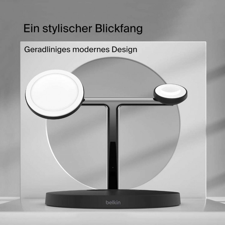 Belkin 3-in-1 Wireless Charger with MagSafe Black V2 - Μαύρο - WIZ017vfBK