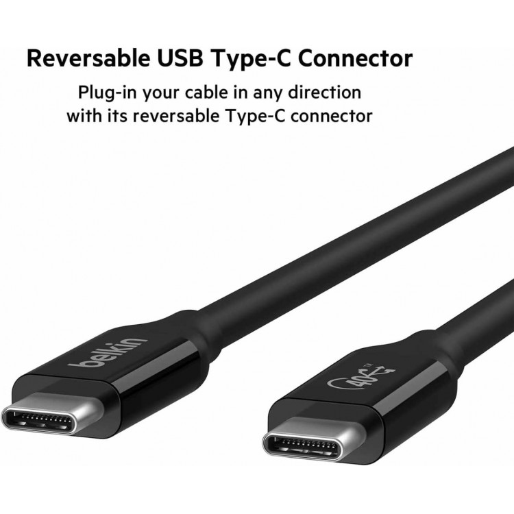 Thunderbolt™ 3 Cable (USB-C™ to USB-C) 100W 0.8m - F2CD084bt0.8MBK