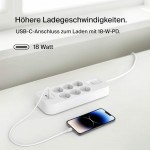 Belkin SRB002vf2M Surge Protector with USB-C® and USB-A Ports (6 Outlets with 1 USB-A & 1 USB-C)Λευκό