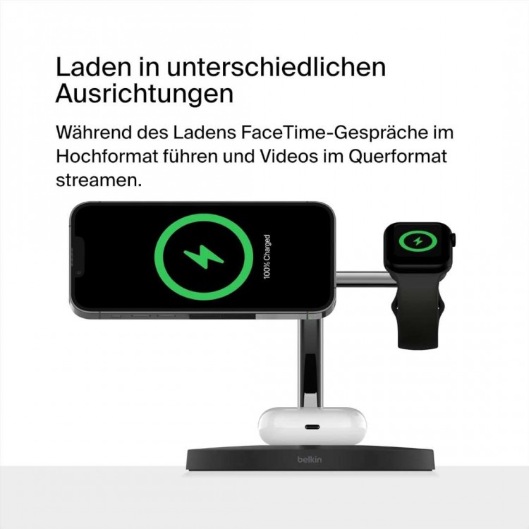 Belkin 3-in-1 Wireless Charger with MagSafe Black V2 - Μαύρο - WIZ017vfBK