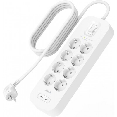 Belkin SRB004vf2M Surge Protector with USB-C® Ports (8 Outlets with USB-C)Λευκό