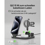 BELKIN BoostCharge Inductive Qi2 3-in-1 15W MagSafe Foldable Charger with Stand for Apple iPhone, Apple Watch, AirPods with Power Supply - ΜΑΥΡΟ - WIZ029VFBK