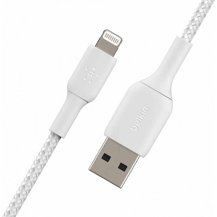 Belkin CAA002bt1MWH Braided Lightning to USB-A Cable (1m)Λευκό