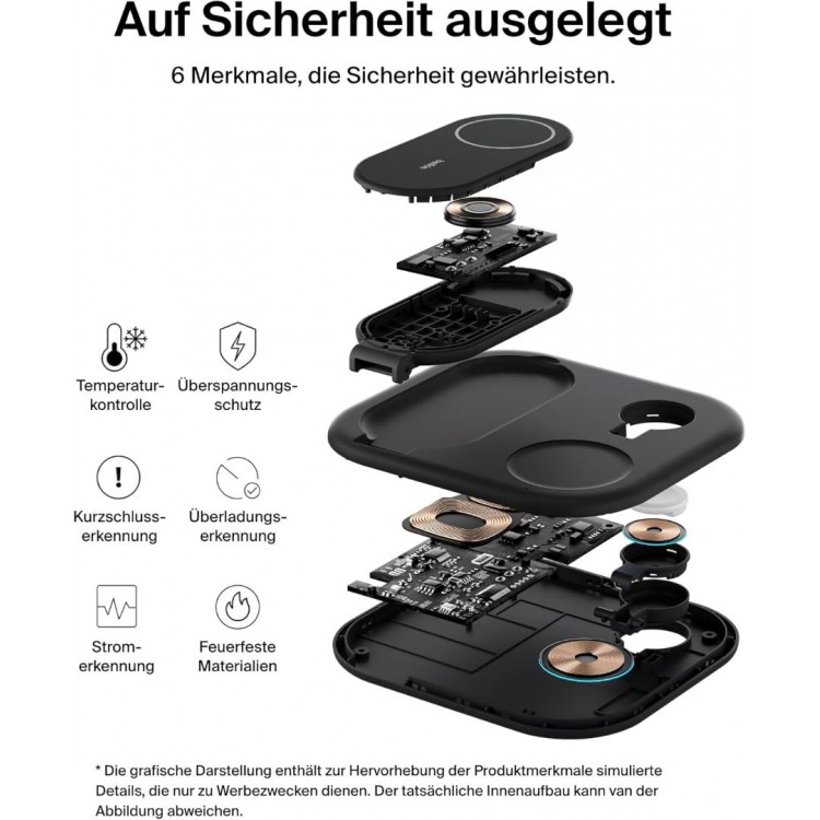 BELKIN BoostCharge Inductive Qi2 3-in-1 15W MagSafe Foldable Charger with Stand for Apple iPhone, Apple Watch, AirPods with Power Supply - ΜΑΥΡΟ - WIZ029VFBK