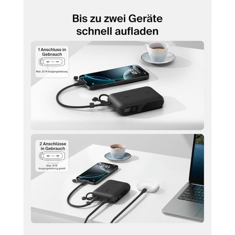 Belkin BOOSTCHARGE 20W POWER BANK 10.000mAh με οθόνη, 2XUSB-C Θύρες - ΜΑΥΡΟ - BPB027HQBK