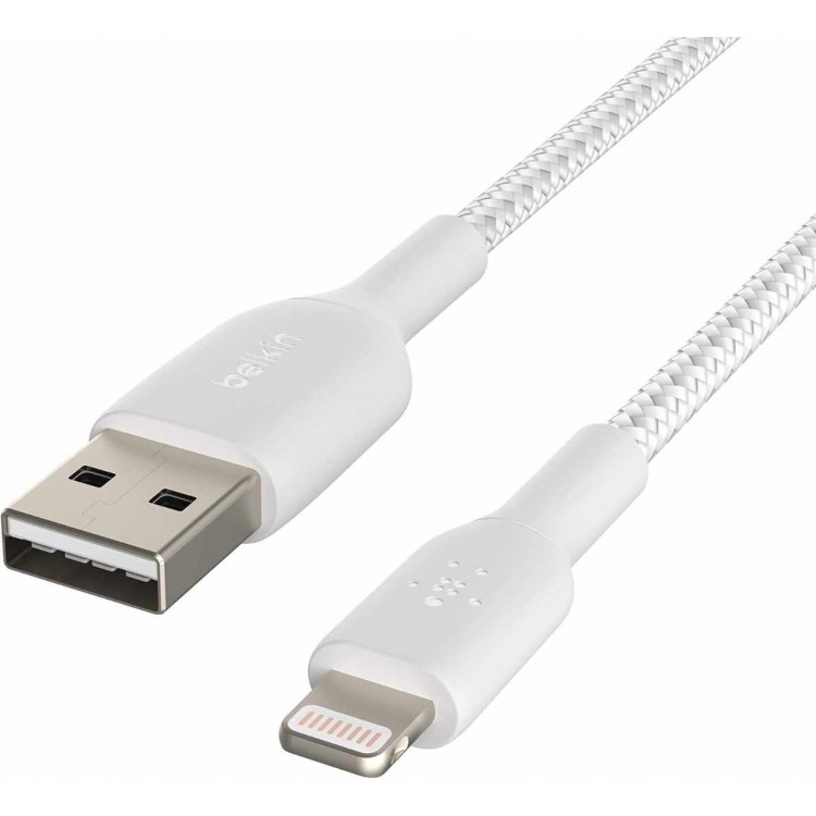 Belkin CAA002bt1MWH Braided Lightning to USB-A Cable (1m)Λευκό