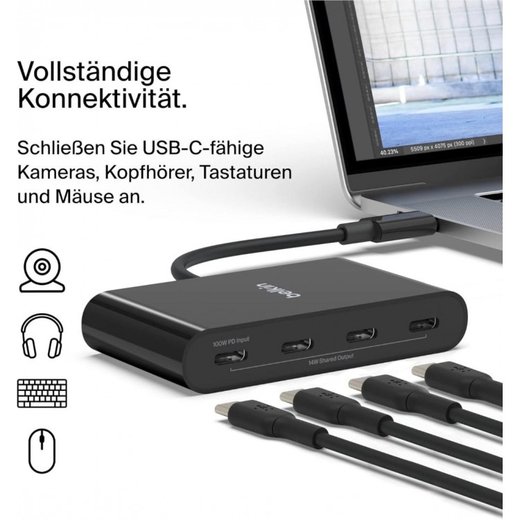Belkin AVC018btBK Connect USB-C to 4-Port USB-C HubΜαύρο