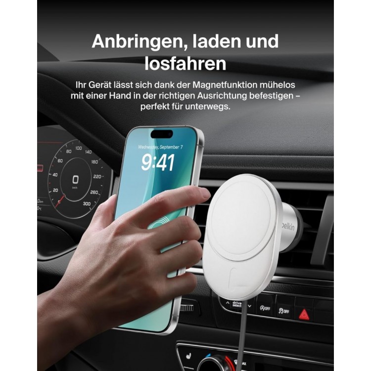BOOST^CHARGE™ Qi2 15W Magnetic Car Vent Mount (No car charge incl) - WIC008BTGR-NCV2