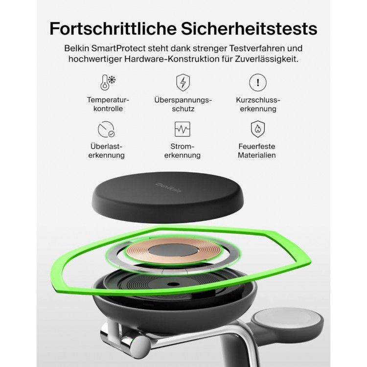 BELKIN UltraCharge Pro 25W Qi2 3-σε-1, MagSafe Σταθμός Ασ΄υρματης φόρτισης - ΜΑΥΡΟ - WIZ040kqCH