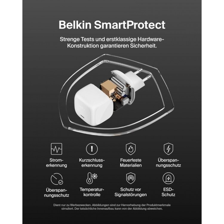 BELKIN 45W BoostCharge Compact USB-C PD Οικιακός φορτιστής με PPS & 1μ. USB-C  3.0Amp PVC καλώδιο - ΛΕΥΚΟ - WCA013kq1MWH-B6