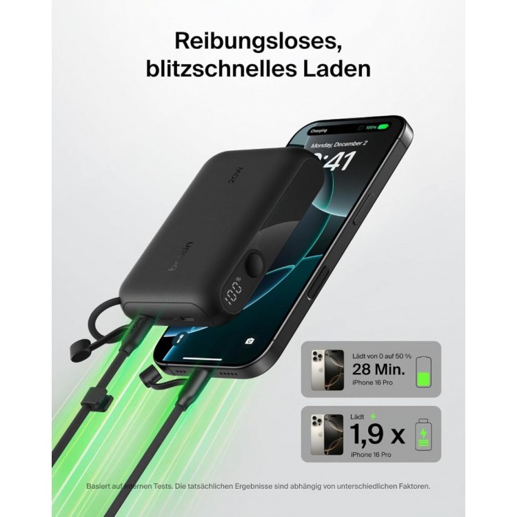 Belkin BOOSTCHARGE 20W POWER BANK 10.000mAh με οθόνη, 2XUSB-C Θύρες - ΜΑΥΡΟ - BPB027HQBK