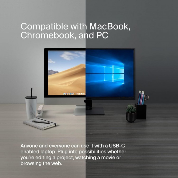 Belkin INC009btSGY Multiport Adapter, USB-C® 7-in-1Ασημί
