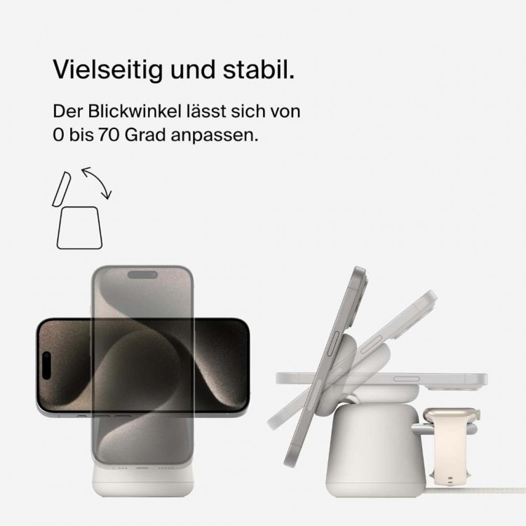 Belkin BOOST^CHARGE™ 2in1 Wireless Charging Stand with MagSafe 15w - Sand BEIGE - WIZ020vfH37