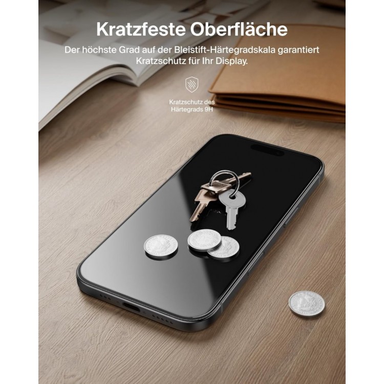 BELKIN ScreenForce InvisiGlass Anti-Microbial 9Η Screen Protection with Positioning Tray, Bubble-Free Application for APPLE iPhone 17 Pro MAX 6.9 5G 2025 - CLEAR - OVA239HQ