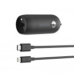 Belkin CCA003bt04BK 20W USB-C PD Car Charger + USB-C to Lightning Cable - ΜΑΥΡΟ