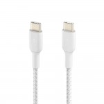 Belkin CAB004bt1MWH Braided USB-C to USB-C Cable (1m)Λευκό