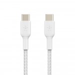 Belkin CAB004bt1MWH Braided USB-C to USB-C Cable (1m)Λευκό