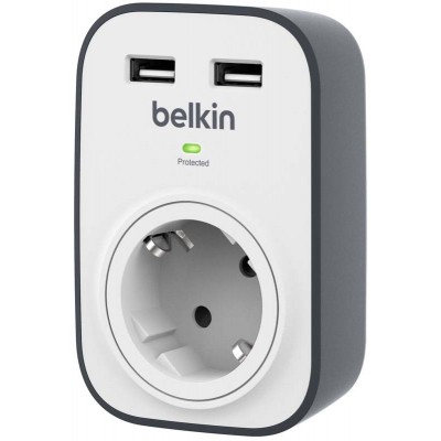 BELKIN SurgeCube 1 Outlet Surge Protector with 2 x 2.4A Shared USB Charging - BSV103vf