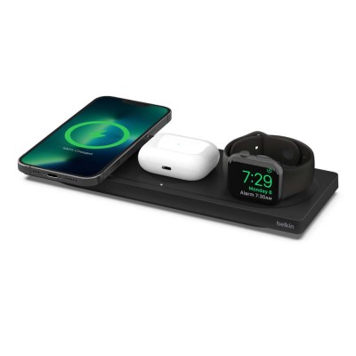 Belkin WIZ016vfBK BOOST CHARGE PRO 3-in-1 Wireless Charging Pad with MagSafe - Black - WIZ016vfBK