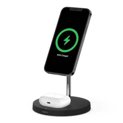 Belkin WIZ010vfBK 2-in-1 Wireless Charger Stand with MagSafe - BLACK