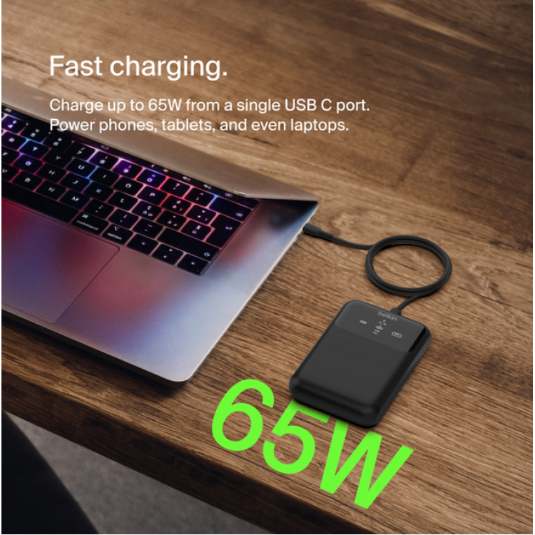 Belkin BOOSTCHARGE PRO 3-PORT 65W LAPTOP POWER BANK 20.000MAh - ΜΑΥΡΟ - BPB020BTBK