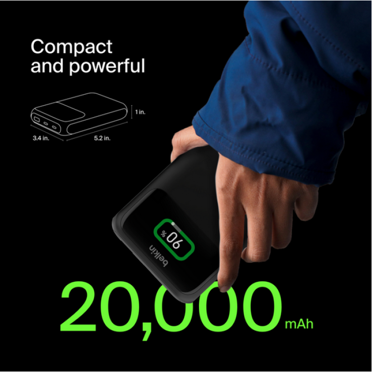 Belkin BOOSTCHARGE PRO 3-PORT 65W LAPTOP POWER BANK 20.000MAh - ΜΑΥΡΟ - BPB020BTBK