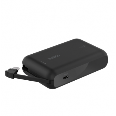 ΦΟΡΗΤΟ ΜΠΑΤΑΡΙΑ BOOSTCHARGE 10K, 20W PD με ενσωματωμένο καλώδιο USB-C, μαύρο