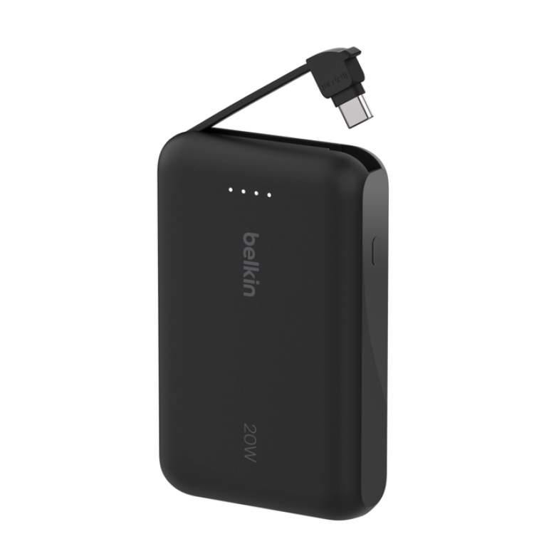 ΦΟΡΗΤΟ ΜΠΑΤΑΡΙΑ BOOSTCHARGE 10K, 20W PD με ενσωματωμένο καλώδιο USB-C, μαύρο