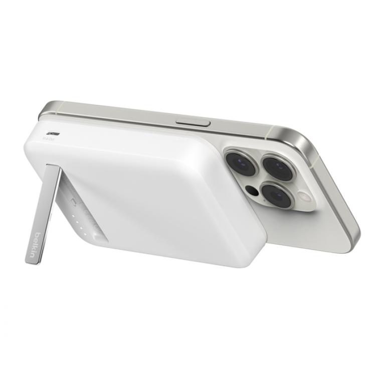 BELKIN 8K Qi2 15W, MAGNETIC Ασύρματης Φλορτισης POWER BANK + KICK STAND - ΛΕΥΚΟ - BPD007BTWH