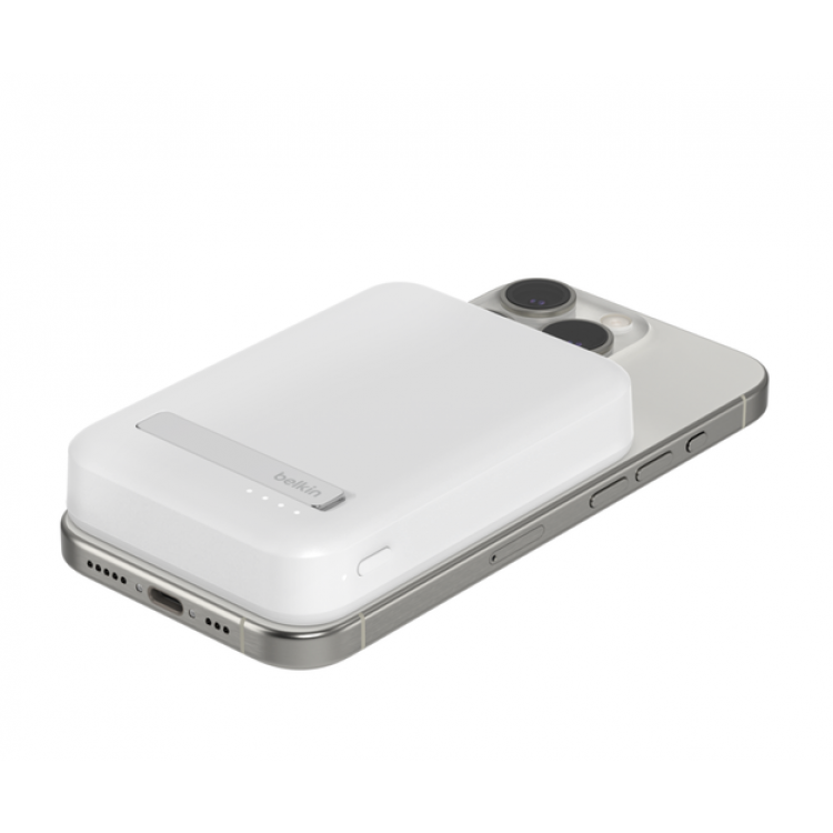 BELKIN 8K Qi2 15W, MAGNETIC Ασύρματης Φλορτισης POWER BANK + KICK STAND - ΛΕΥΚΟ - BPD007BTWH