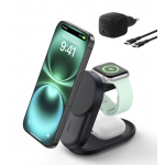 Belkin UltraCharge 25w Inductive Qi2 3-in-1 MagSafe Adjustable Charger with Stand Magnetic Charger, EU - ΜΑΥΡΟ - WIZ037kqBK