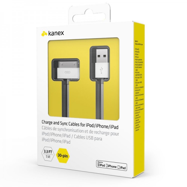 Kanex USB Καλώδιο συγχρονισμού και φόρτισης 30pin 0.9μ, ΛΕΥΚΟ - K30P3F1P