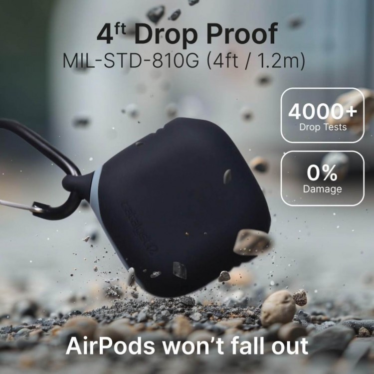 Θήκη Catalyst Waterproof με Carabiner μπρελόκ για Apple AirPods 4 (4th Generation)  - ΜΑΥΡΟ - CA-CATAPD4BLK