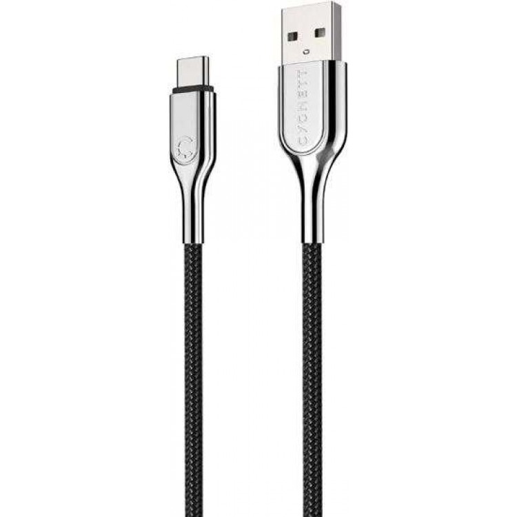 Cygnett καλώδιο 12W DuPont® Kevlar® aramid fiber Armoured USB-C σε USB-A, 1.0M - ΜΑΥΡΟ - CY-CY2679PCUSA 